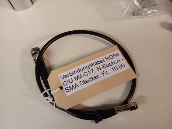 Adapterkabel RG58 C-U Mil-17 N-Buchse – SMA-Strecker